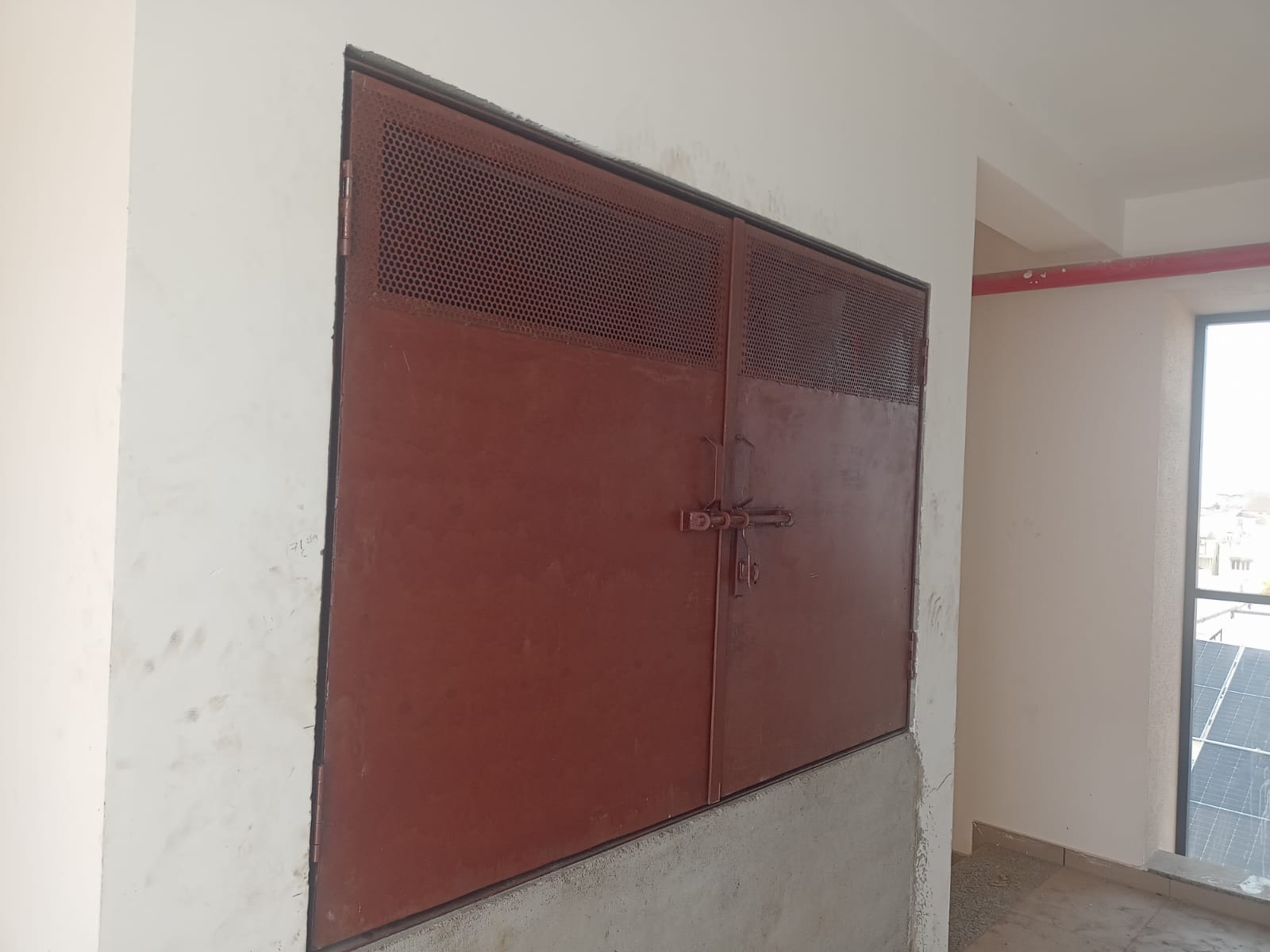 MRL platform frame and access panel, close-up